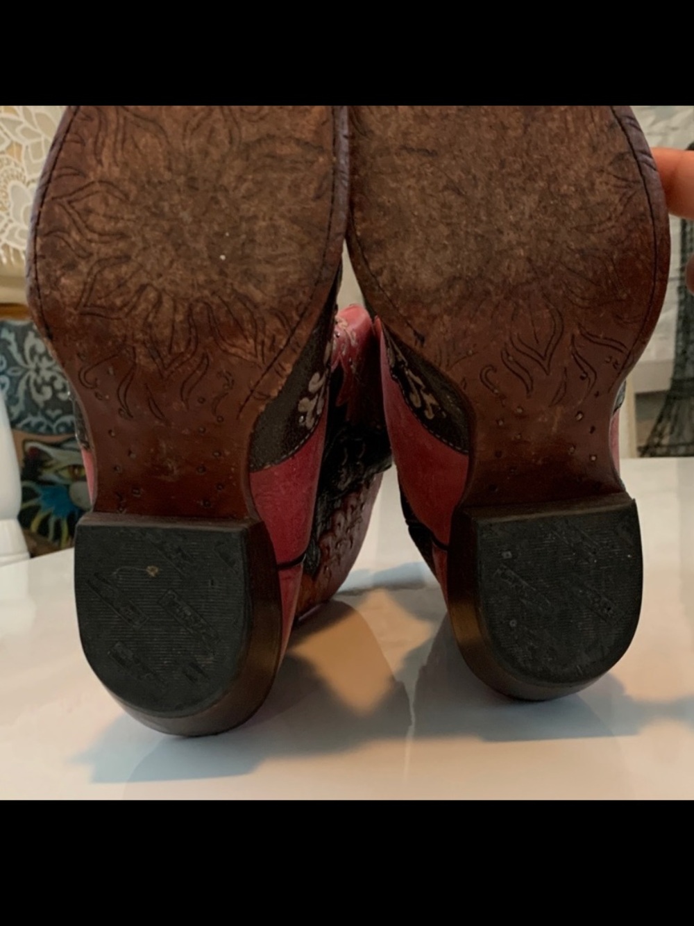 Tony Lama Women’s Cowboy Boots – Pink & Brown Embroidered, Size 5 B - Picture 8 of 12